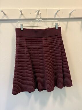 Ann Taylor LOFT Outlet Ribbed Circle Skirt in Burgundy